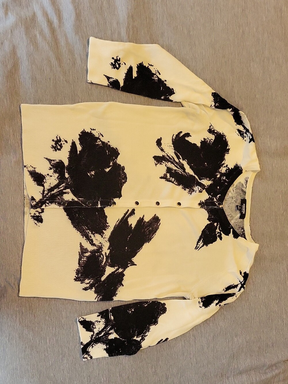 Premise Cream and Black Floral Cardigan